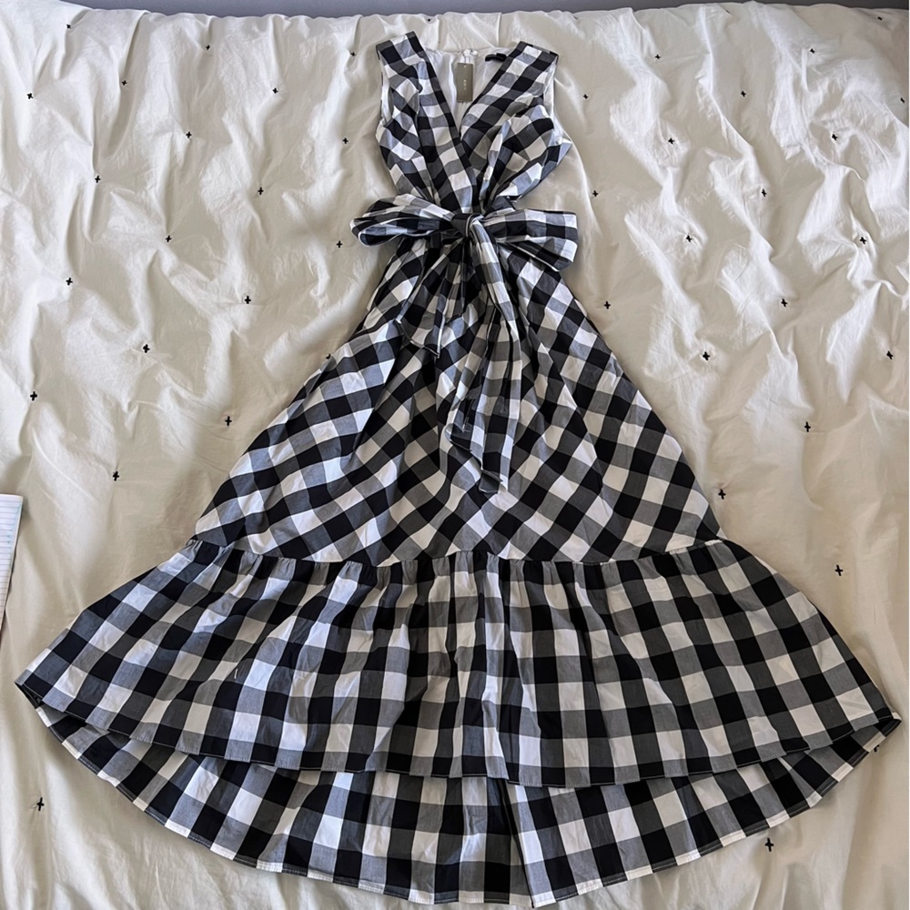 J.CREW • Gingham Sleeveless Faux-Wrap Dress